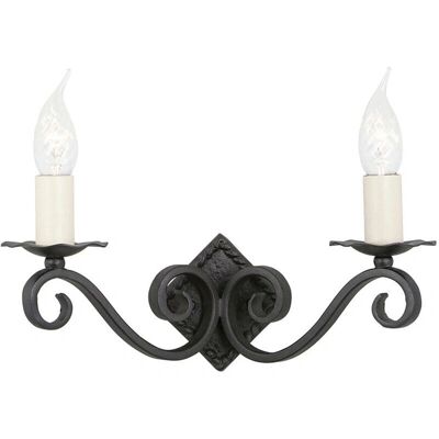 Elstead Lighting Rectory Handgeschmiedete Schwarze Doppelwandlampe - Wandleuchte Elstead Lighting Rectory Handgeschmiedete Schwarze Doppelwandlampe - Wandleuchte