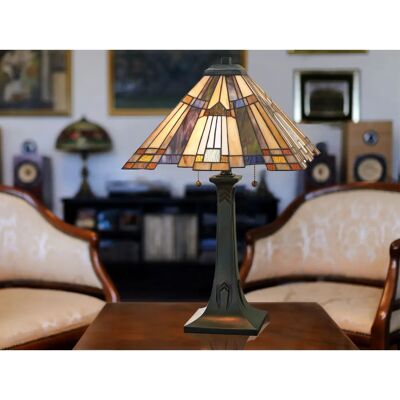 Quoizel Inglenook Tiffany Tischlampe - Arts and Crafts Stil Quoizel Inglenook Tiffany Tischlampe - Arts and Crafts Stil