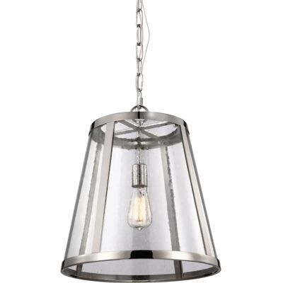 Feiss Harrow Pendelleuchte - Gelochtes Glas, Polierter Nickel, Höhenverstellbar Feiss Harrow Pendelleuchte - Gelochtes Glas, Polierter Nickel, Höhenverstellbar