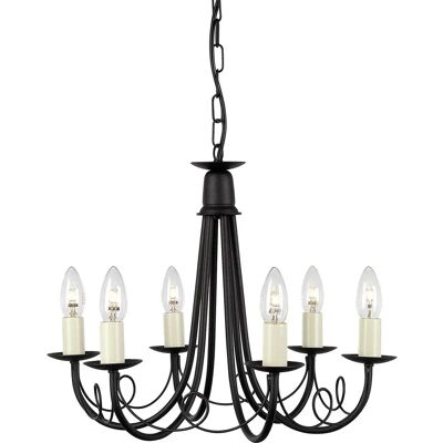 Netlighting Minster 6 Light Chandelier - Black - Gothic Style Netlighting Minster 6 Light Chandelier - Black - Gothic Style