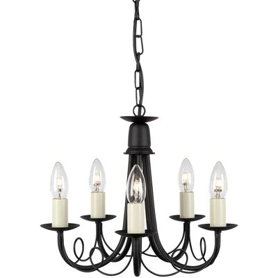 Elstead Minster 5-Light Chandelier - Steel, Black, E14 Elstead Minster 5-Light Chandelier - Steel, Black, E14