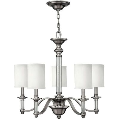 Lampadario Sussex a 5 luci in nickel spazzolato - Plafoniera Lampadario Sussex a 5 luci in nickel spazzolato - Plafoniera