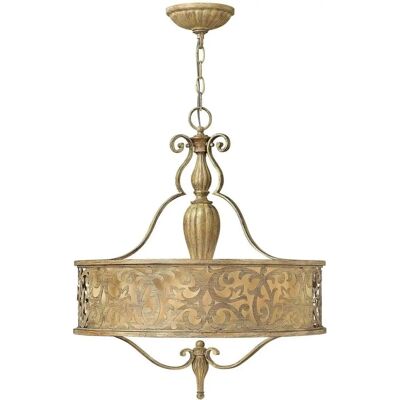 Lampadario a 3 luci Elstead Hinkley Carabel - Moderno, Lino avorio, Finitura champagne spazzolata Lampadario a 3 luci Elstead Hinkley Carabel - Moderno, Lino avorio, Finitura champagne spazzolata