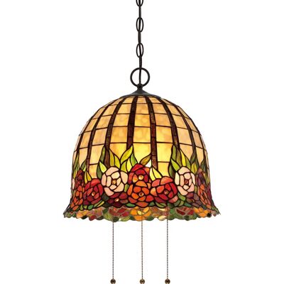 Quoizel Rosecliffe 3-Licht Tiffany Deckenleuchte - Klassisch Bronze & Glas Quoizel Rosecliffe 3-Licht Tiffany Deckenleuchte - Klassisch Bronze & Glas