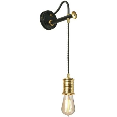 Elstead Lighting Douille 1 Licht Innenwandlampe Schwarz Poliert Messing E27 - Wandleuchte Elstead Lighting Douille 1 Licht Innenwandlampe Schwarz Poliert Messing E27 - Wandleuchte