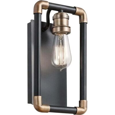 Elstead Lighting Imahn Schwarze Messing Wandleuchte - Industrie Wandlampe Elstead Lighting Imahn Schwarze Messing Wandleuchte - Industrie Wandlampe