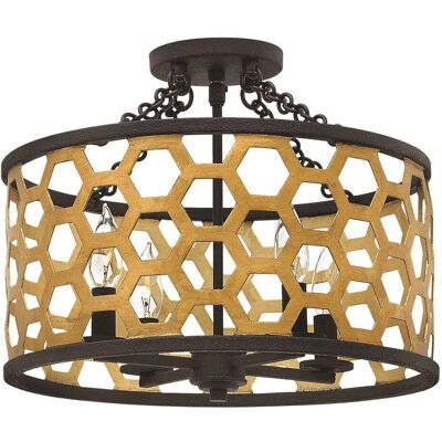 Netlighting Felix 4 Light Semi Flush Ceiling Light Gold - Plafonnier - Publicité Netlighting Felix 4 Light Semi Flush Ceiling Light Gold - Plafonnier - Publicité