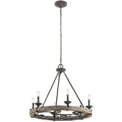 LAMPADARIA 6 luci Elstead Taulbee - Zinc invecchiato e impiallacciatura in legno grigio LAMPADARIA 6 luci Elstead Taulbee - Zinc invecchiato e impiallacciatura in legno grigio