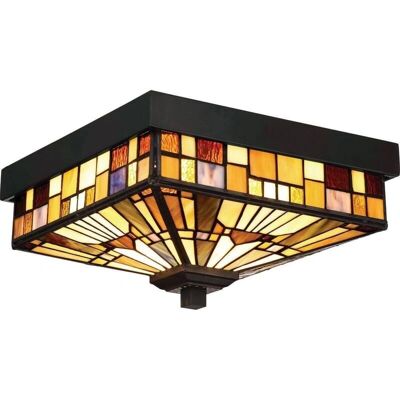 Quoizel Inglenook Außen 2-flammig Tiffany Deckenleuchte - Bronze-Finish Quoizel Inglenook Außen 2-flammig Tiffany Deckenleuchte - Bronze-Finish