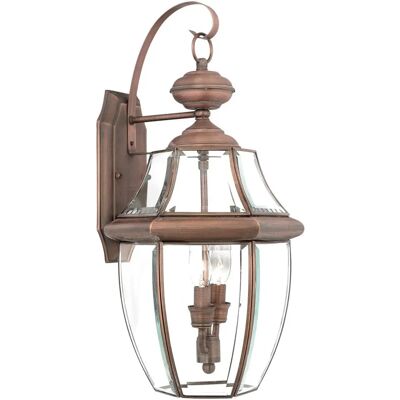 Quoizel Newbury Wandlampe - Kupfer, Bevelled Glas, 2 Birnen Quoizel Newbury Wandlampe - Kupfer, Bevelled Glas, 2 Birnen