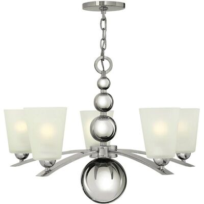 Lampadario Zelda 5 luci - Stile metà secolo in nichel lucido Lampadario Zelda 5 luci - Stile metà secolo in nichel lucido