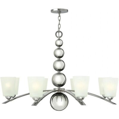 Lampadario Elstead Zelda a 8 luci - Nichel lucido & vetro opalino Lampadario Elstead Zelda a 8 luci - Nichel lucido & vetro opalino