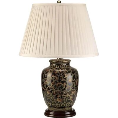 Elstead Morris Kleine Tischlampe - Porzellan, Gold Muster, Creme Schirm Elstead Morris Kleine Tischlampe - Porzellan, Gold Muster, Creme Schirm