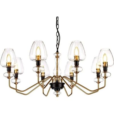 Elstead Lighting Armand 8-Licht Kronleuchter - Antikmessing - Glasfassung - Deckenleuchten Elstead Lighting Armand 8-Licht Kronleuchter - Antikmessing - Glasfassung - Deckenleuchten