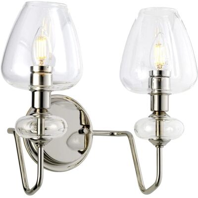 Elstead Lighting Armand 2 Light Wall Light - Polished Nickel - Glass Shades Elstead Lighting Armand 2 Light Wall Light - Polished Nickel - Glass Shades