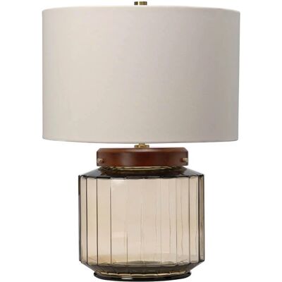 Elstead Lighting Luga Sz smoked glass i ciemne drewno lampa biurkowa Elstead Lighting Luga Sz smoked glass i ciemne drewno lampa biurkowa