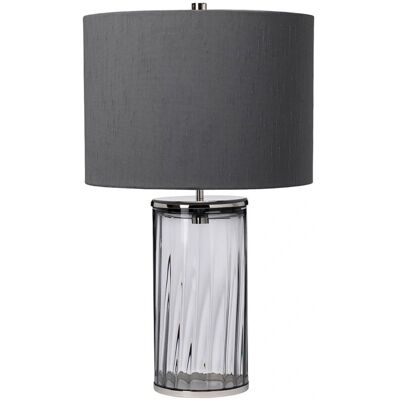 Quintiesse Reno Smoke Glass Nickel Table Lamp - Single Light Quintiesse Reno Smoke Glass Nickel Table Lamp - Single Light