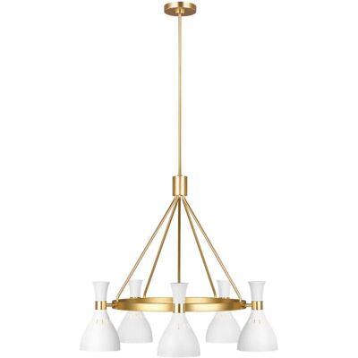 Elstead Lighting Feiss Collection Joan 5-flammige Deckenleuchte - Weiß und Messing Elstead Lighting Feiss Collection Joan 5-flammige Deckenleuchte - Weiß und Messing