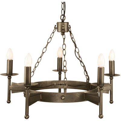 Lampadario Cromwell a 5 luci di Elstead - Stile medievale, Bronzo antico, E14 Lampadario Cromwell a 5 luci di Elstead - Stile medievale, Bronzo antico, E14