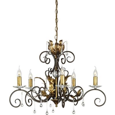 Lampadario Amarilli a 5 luci Elstead Lighting - Design foglie di fiori in bronzo e oro Lampadario Amarilli a 5 luci Elstead Lighting - Design foglie di fiori in bronzo e oro