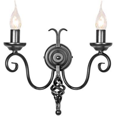 Netlighting Harlech 2 Light Indoor Candle Wall Light Black - Wandleuchte Netlighting Harlech 2 Light Indoor Candle Wall Light Black - Wandleuchte