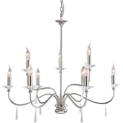 Lampadario Finsbury Park a 9 Luci Nichelato Lucido - Illuminazione Lampadario Finsbury Park a 9 Luci Nichelato Lucido - Illuminazione