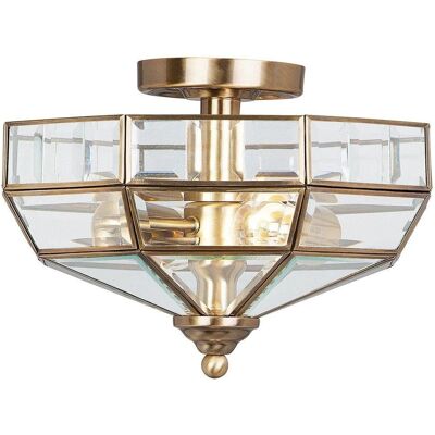 Lampadario Old Park a 2 luci Semi-sospensione - Ottone Antico - Lampada da Soffitto Lampadario Old Park a 2 luci Semi-sospensione - Ottone Antico - Lampada da Soffitto
