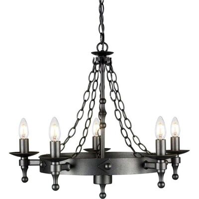 Elstead Lighting Warwick Lampadario in Ferro Battuto 5-Luci Elstead Lighting Warwick Lampadario in Ferro Battuto 5-Luci