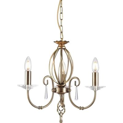 Lampadario Aegean - 3 Luci Ottone Anticato - Pendente Lampadario Aegean - 3 Luci Ottone Anticato - Pendente