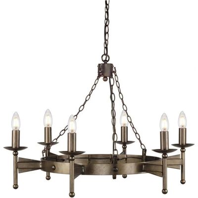 Lampadario Cromwell 6 luci in ferro battuto - Finitura bronzo vecchio Lampadario Cromwell 6 luci in ferro battuto - Finitura bronzo vecchio