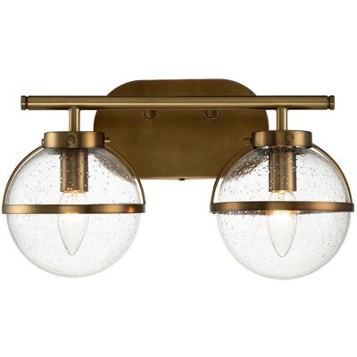 Hinkley Hollis 2 Light Badezimmer-Wandleuchte - Art Deco, Messing, Gekörnte Glas Hinkley Hollis 2 Light Badezimmer-Wandleuchte - Art Deco, Messing, Gekörnte Glas