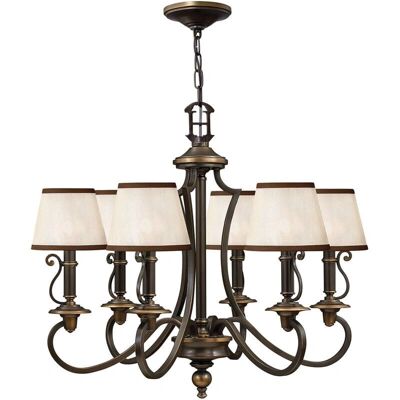 Lampadario Plymouth a 6 luci in ottone antico - Illuminazione vintage Lampadario Plymouth a 6 luci in ottone antico - Illuminazione vintage