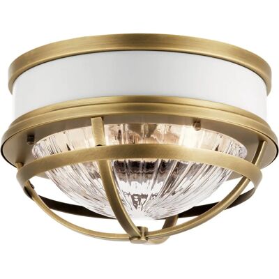 Kichler Tollis Bowl Semi Flush Deckenleuchte Natural Brass & White Kichler Tollis Bowl Semi Flush Deckenleuchte Natural Brass & White