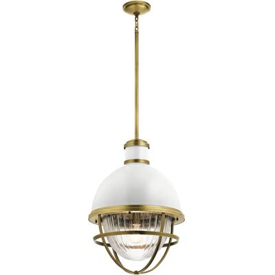 Kichler Tollis Globe Pendant Ceiling Light - Natural Brass & White Kichler Tollis Globe Pendant Ceiling Light - Natural Brass & White