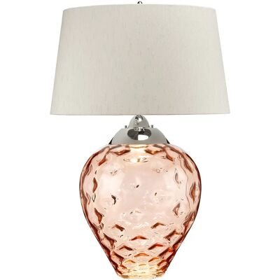 Quintessentiale Samara Large Table Lamp - Salmon Glass & Taupe Shade Quintessentiale Samara Large Table Lamp - Salmon Glass & Taupe Shade