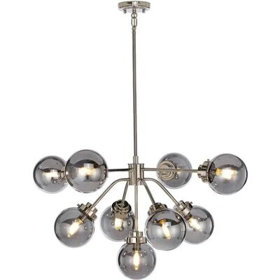 Elstead Lighting Kula 9-Lichter Kronleuchter - Modernistischer Stahl Rauchspiegelglas E14 Elstead Lighting Kula 9-Lichter Kronleuchter - Modernistischer Stahl Rauchspiegelglas E14