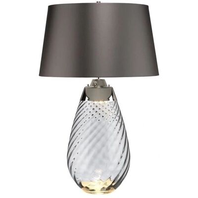 Lampe de table Lena 2 Lumières en fumé - Verre teinté fumé, abat-jour en ardoise, E27 Lampe de table Lena 2 Lumières en fumé - Verre teinté fumé, abat-jour en ardoise, E27
