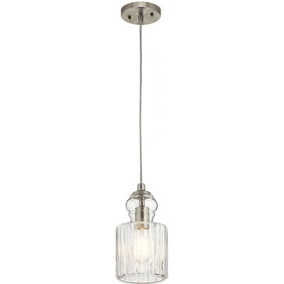 Kichler Riviera Pendelleuchte in gebürstetem Nickel - Höhenverstellbar, Glaskuppel Kichler Riviera Pendelleuchte in gebürstetem Nickel - Höhenverstellbar, Glaskuppel