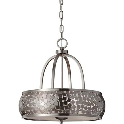 Lampada a sospensione Zara a 4 luci - Acciaio e Tessuto Argento Lampada a sospensione Zara a 4 luci - Acciaio e Tessuto Argento
