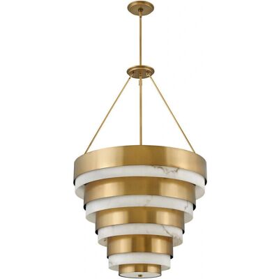 Hinkley Echelon Zylindrische Pendelleuchte - Art Deco Stil - Heritage Brass Hinkley Echelon Zylindrische Pendelleuchte - Art Deco Stil - Heritage Brass