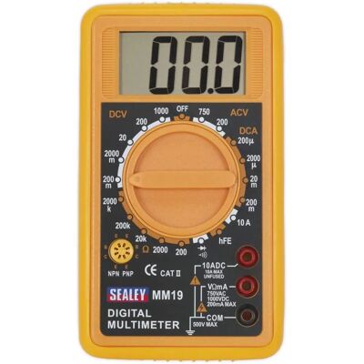 Digitalt multimeter Sealey MM19 - 7 funktioner, stor LCD-skärm Digitalt multimeter Sealey MM19 - 7 funktioner, stor LCD-skärm