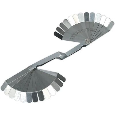 Calibrador de espesores Sealey S0515 - 26 hojas con offset - Marcado dual - Comprobación tolerancias OHC Calibrador de espesores Sealey S0515 - 26 hojas con offset - Marcado dual - Comprobación tolerancias OHC