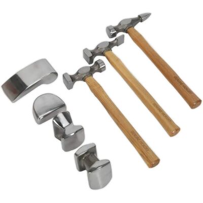 Conjunto de Martelos Sealey CB507 - 7 peças, cabos de nogueira forjada Conjunto de Martelos Sealey CB507 - 7 peças, cabos de nogueira forjada