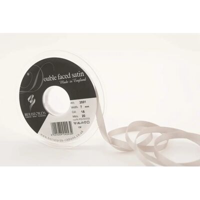 Ruban de satin double gris argenté Berisfords - 7mm - au mètre Ruban de satin double gris argenté Berisfords - 7mm - au mètre