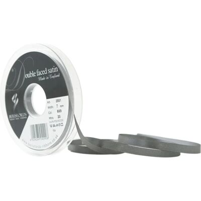 Ruban de satin double face Berisfords gris - 7mm - au mètre Ruban de satin double face Berisfords gris - 7mm - au mètre