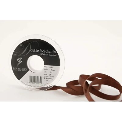 Berisfords 10mm Ruban de satin - Marron foncé Berisfords 10mm Ruban de satin - Marron foncé
