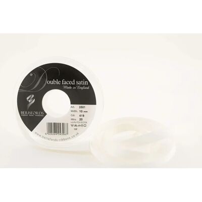 Ruban en satin blanc d'albâtre Berisfords - Double face, 10mm, 20m - Type de produit Ruban en satin blanc d'albâtre Berisfords - Double face, 10mm, 20m - Type de produit