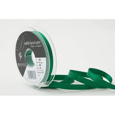 Ruban en satin double Hunter Green Berisfords - 10mm Ruban en satin double Hunter Green Berisfords - 10mm