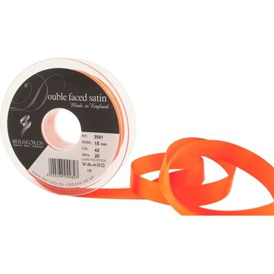 Berisfords 15mm Ruban en Satin Double Face - Orange Delight - Mariage & Artisanat Berisfords 15mm Ruban en Satin Double Face - Orange Delight - Mariage & Artisanat