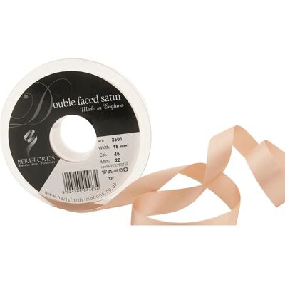 Berisfords Ecru Double-Sided Satin Ribbon - 15mm Berisfords Ecru Double-Sided Satin Ribbon - 15mm